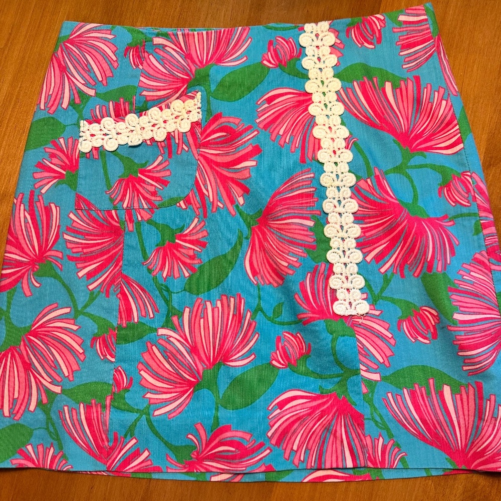 Lilly Pulitzer Originals Maci Petula Kissue Lace Accent Size 6  Skirt NW…